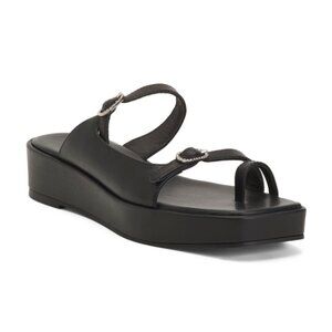 CECELIA NEW YORK Leather Kirk Platform Double Strap Sandals